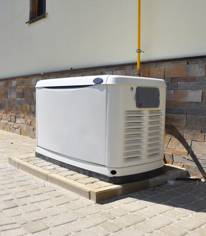 white generator installed outside residential house